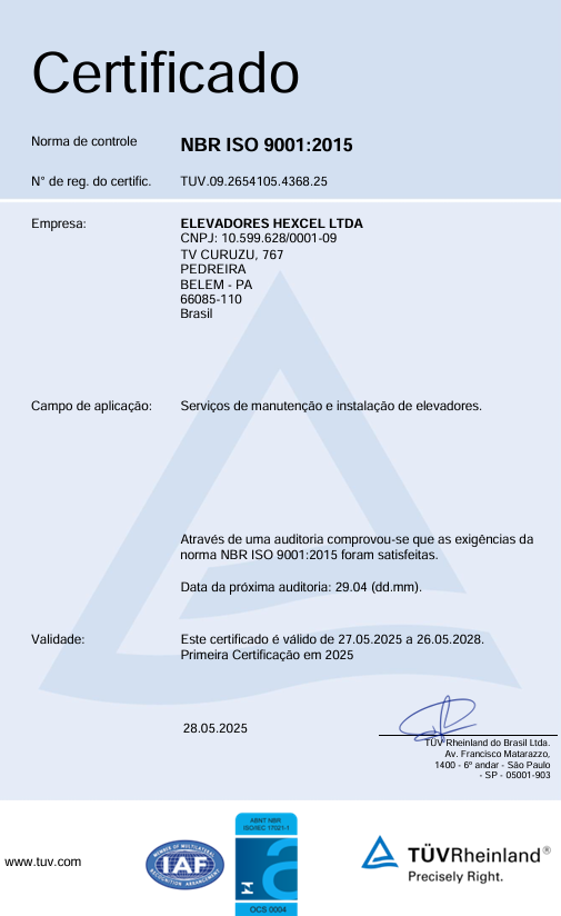 Certificado ABNT NBR ISO 9001:2015